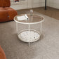 Round Minimalist Coffee Table Glass Top Steel Coffee Table for Living Room Clearhalo 'Coffee & Accent Tables' 'Coffee Tables' 'coffee_tables' 'furn' 'furn_coffee_tables' 'Furniture' 'Living Room Furniture' 5711025