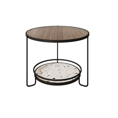 Round Minimalist Coffee Table Glass Top Steel Coffee Table for Living Room Black Brown Clearhalo 'Coffee & Accent Tables' 'Coffee Tables' 'coffee_tables' 'furn' 'furn_coffee_tables' 'Furniture' 'Living Room Furniture' 5711028
