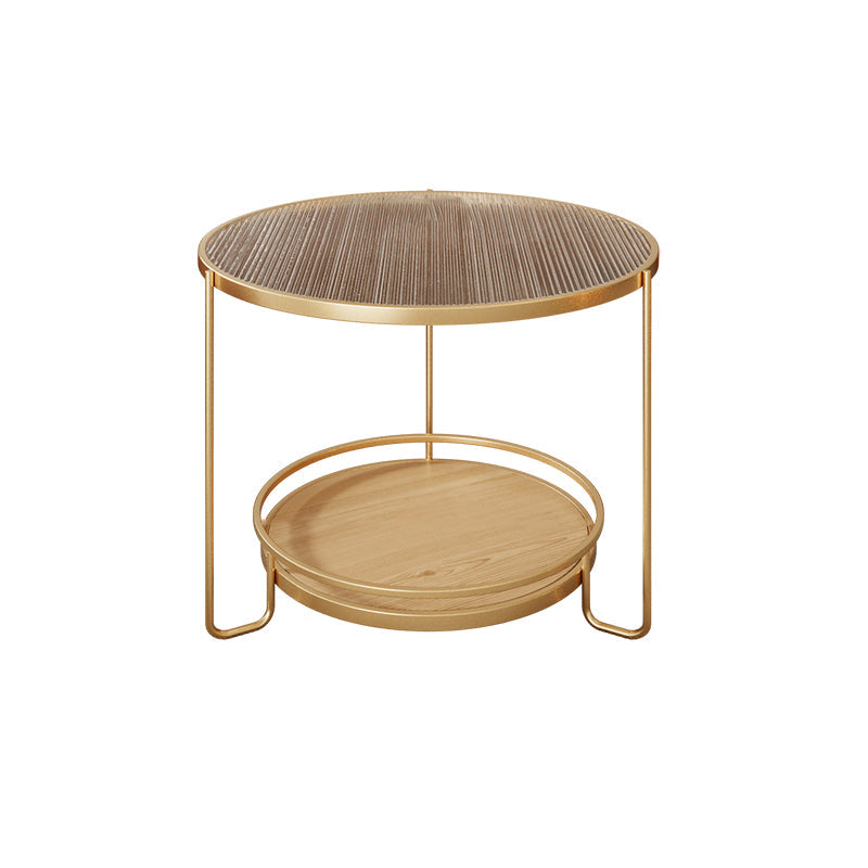 Round Minimalist Coffee Table Glass Top Steel Coffee Table for Living Room Gold Brown Clearhalo 'Coffee & Accent Tables' 'Coffee Tables' 'coffee_tables' 'furn' 'furn_coffee_tables' 'Furniture' 'Living Room Furniture' 5711032