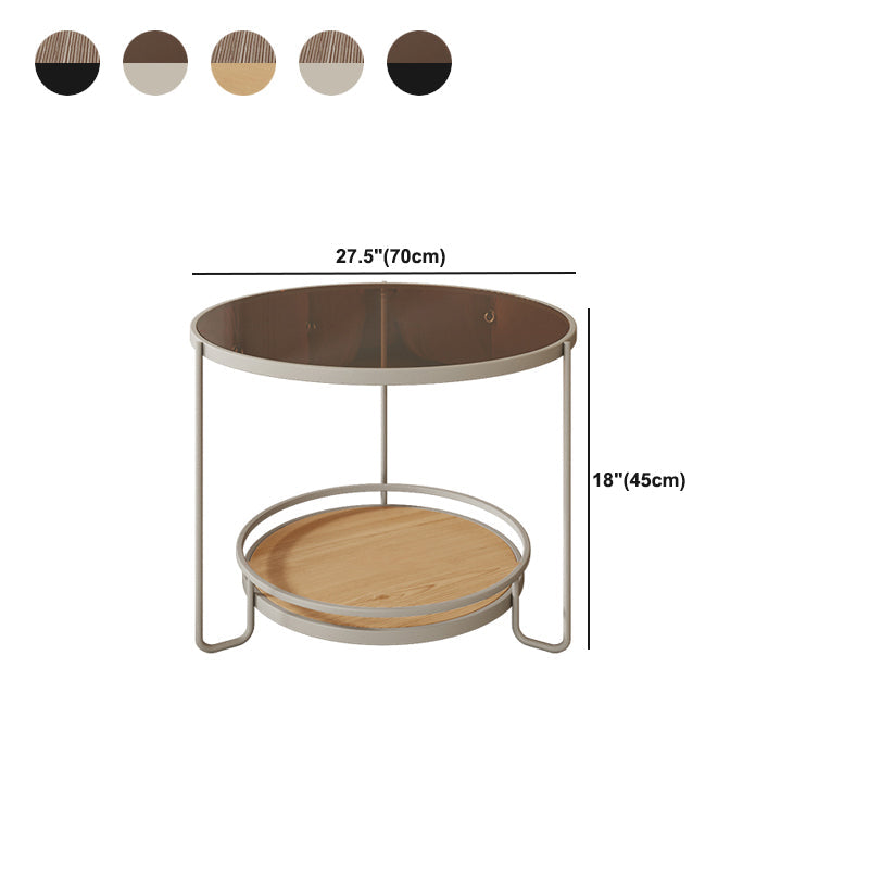 Round Minimalist Coffee Table Glass Top Steel Coffee Table for Living Room Clearhalo 'Coffee & Accent Tables' 'Coffee Tables' 'coffee_tables' 'furn' 'furn_coffee_tables' 'Furniture' 'Living Room Furniture' 5711040