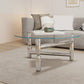 Glass Top Steel Coffee Table Round Minimalist Modern Coffee Table 31.5"L x 31.5"W x 17.7"H Three Leg Clear Clearhalo 'Coffee & Accent Tables' 'Coffee Tables' 'coffee_tables' 'furn' 'furn_coffee_tables' 'Furniture' 'Living Room Furniture' 5711042