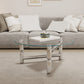 Glass Top Steel Coffee Table Round Minimalist Modern Coffee Table 39"L x 39"W x 18"H Three Leg Clear Clearhalo 'Coffee & Accent Tables' 'Coffee Tables' 'coffee_tables' 'furn' 'furn_coffee_tables' 'Furniture' 'Living Room Furniture' 5711043