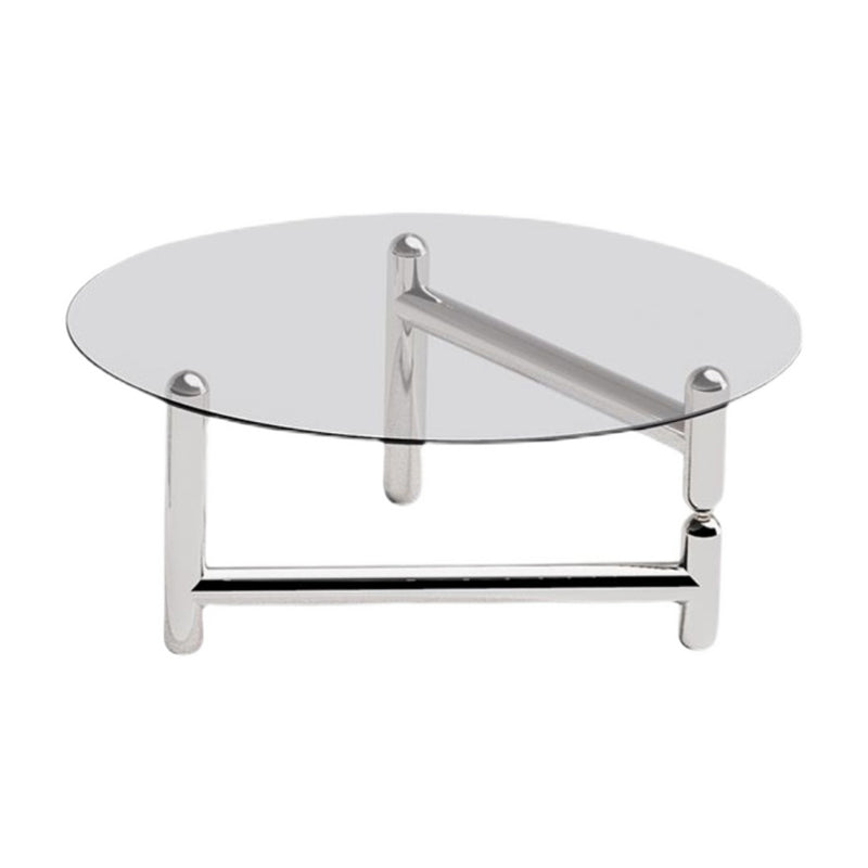 Glass Top Steel Coffee Table Round Minimalist Modern Coffee Table Clearhalo 'Coffee & Accent Tables' 'Coffee Tables' 'coffee_tables' 'furn' 'furn_coffee_tables' 'Furniture' 'Living Room Furniture' 5711046