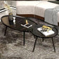 Modern Style Round/oval Wooden Table Metal 4 Legs Base Coffee Table Black Clearhalo 'Coffee & Accent Tables' 'Coffee Tables' 'coffee_tables' 'furn' 'furn_coffee_tables' 'Furniture' 'Living Room Furniture' 5711070