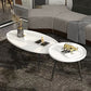 Modern Style Round/oval Wooden Table Metal 4 Legs Base Coffee Table White Clearhalo 'Coffee & Accent Tables' 'Coffee Tables' 'coffee_tables' 'furn' 'furn_coffee_tables' 'Furniture' 'Living Room Furniture' 5711071