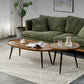 Modern Style Round/oval Wooden Table Metal 4 Legs Base Coffee Table 31.5"L x 22"W x 15"H + 20"L x 20"W x 19"H Walnut Clearhalo 'Coffee & Accent Tables' 'Coffee Tables' 'coffee_tables' 'furn' 'furn_coffee_tables' 'Furniture' 'Living Room Furniture' 5711073