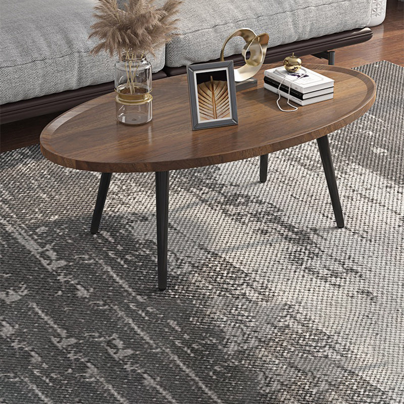Modern Style Round/oval Wooden Table Metal 4 Legs Base Coffee Table Walnut Clearhalo 'Coffee & Accent Tables' 'Coffee Tables' 'coffee_tables' 'furn' 'furn_coffee_tables' 'Furniture' 'Living Room Furniture' 5711074