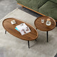 Modern Style Round/oval Wooden Table Metal 4 Legs Base Coffee Table 47"L x 23.5"W x 15"H + 23.5"L x 23.5"W x 19"H Walnut Clearhalo 'Coffee & Accent Tables' 'Coffee Tables' 'coffee_tables' 'furn' 'furn_coffee_tables' 'Furniture' 'Living Room Furniture' 5711075