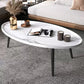 Modern Style Round/oval Wooden Table Metal 4 Legs Base Coffee Table White Clearhalo 'Coffee & Accent Tables' 'Coffee Tables' 'coffee_tables' 'furn' 'furn_coffee_tables' 'Furniture' 'Living Room Furniture' 5711076