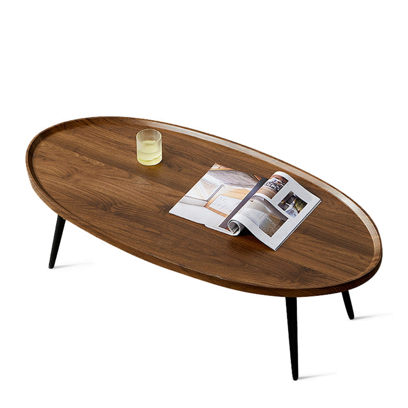 Modern Style Round/oval Wooden Table Metal 4 Legs Base Coffee Table Clearhalo 'Coffee & Accent Tables' 'Coffee Tables' 'coffee_tables' 'furn' 'furn_coffee_tables' 'Furniture' 'Living Room Furniture' 5711083