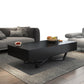 15.7" H Modern Rectangle Wooden Coffee Table Metal Cross Legs Cocktail Table