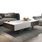 15.7" H Modern Rectangle Wooden Coffee Table Metal Cross Legs Cocktail Table