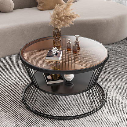 Moderno tavolino da caffè in vetro rotondo da 17,7 "H tavolo da cocktail