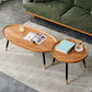 Round/oval Black Metal 3/4 Leg Base Design Wood Table Panel Coffee Table 31.5"L x 22"W x 15"H + 20"L x 20"W x 19"H Natural Clearhalo 'Coffee & Accent Tables' 'Coffee Tables' 'coffee_tables' 'furn' 'furn_coffee_tables' 'Furniture' 'Living Room Furniture' 5711126