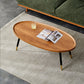 Round/oval Black Metal 3/4 Leg Base Design Wood Table Panel Coffee Table Natural Clearhalo 'Coffee & Accent Tables' 'Coffee Tables' 'coffee_tables' 'furn' 'furn_coffee_tables' 'Furniture' 'Living Room Furniture' 5711127
