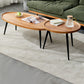 Round/oval Black Metal 3/4 Leg Base Design Wood Table Panel Coffee Table 47"L x 23.5"W x 19"H + 23.5"L x 23.5"W x 19"H Natural Clearhalo 'Coffee & Accent Tables' 'Coffee Tables' 'coffee_tables' 'furn' 'furn_coffee_tables' 'Furniture' 'Living Room Furniture' 5711128