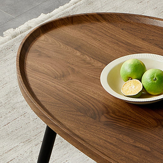 Round/oval Black Metal 3/4 Leg Base Design Wood Table Panel Coffee Table Clearhalo 'Coffee & Accent Tables' 'Coffee Tables' 'coffee_tables' 'furn' 'furn_coffee_tables' 'Furniture' 'Living Room Furniture' 5711131