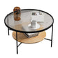 Modern Style Round Toughened Glass Table Metal 4 Legs Base Coffee Table Clearhalo 'Coffee & Accent Tables' 'Coffee Tables' 'coffee_tables' 'furn' 'furn_coffee_tables' 'Furniture' 'Living Room Furniture' 5711160