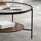 Modern Style Round Toughened Glass Table Metal 4 Legs Base Coffee Table Clearhalo 'Coffee & Accent Tables' 'Coffee Tables' 'coffee_tables' 'furn' 'furn_coffee_tables' 'Furniture' 'Living Room Furniture' 5711162