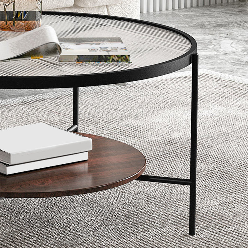 Modern Style Round Toughened Glass Table Metal 4 Legs Base Coffee Table Clearhalo 'Coffee & Accent Tables' 'Coffee Tables' 'coffee_tables' 'furn' 'furn_coffee_tables' 'Furniture' 'Living Room Furniture' 5711162