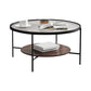 Modern Style Round Toughened Glass Table Metal 4 Legs Base Coffee Table Clearhalo 'Coffee & Accent Tables' 'Coffee Tables' 'coffee_tables' 'furn' 'furn_coffee_tables' 'Furniture' 'Living Room Furniture' 5711165