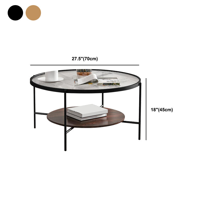 Modern Style Round Toughened Glass Table Metal 4 Legs Base Coffee Table Clearhalo 'Coffee & Accent Tables' 'Coffee Tables' 'coffee_tables' 'furn' 'furn_coffee_tables' 'Furniture' 'Living Room Furniture' 5711167