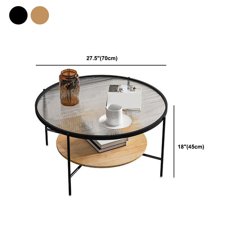 Modern Style Round Toughened Glass Table Metal 4 Legs Base Coffee Table Clearhalo 'Coffee & Accent Tables' 'Coffee Tables' 'coffee_tables' 'furn' 'furn_coffee_tables' 'Furniture' 'Living Room Furniture' 5711170