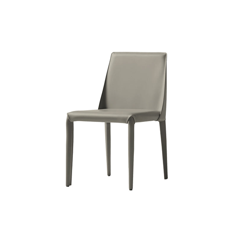 Mid-Century Modern Armless Side Chair Leather Basic Four Leg Side Chair Light Gray 1 Piece Clearhalo 'Accent Chairs' 'accent_chairs' 'Chairs & Seating' 'furn' 'furn_accent_chairs' 'Furniture' 'Living Room Furniture' 5711194