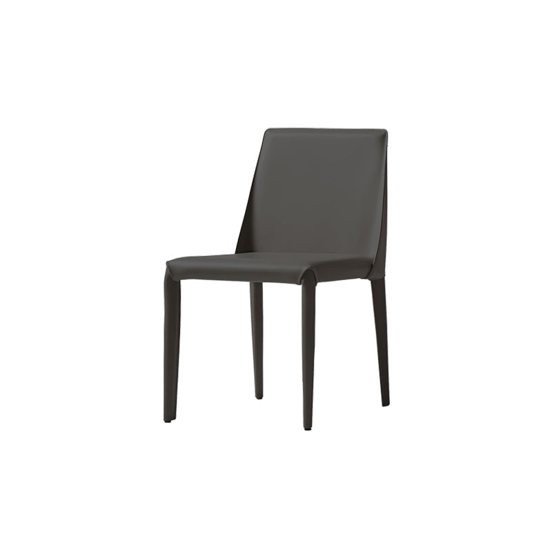 Mid-Century Modern Armless Side Chair Leather Basic Four Leg Side Chair Dark Gray 1 Piece Clearhalo 'Accent Chairs' 'accent_chairs' 'Chairs & Seating' 'furn' 'furn_accent_chairs' 'Furniture' 'Living Room Furniture' 5711196
