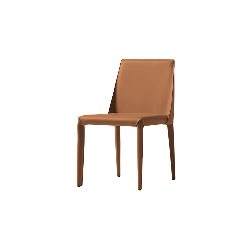 Mid-Century Modern Armless Side Chair Leather Basic Four Leg Side Chair Orange 1 Piece Clearhalo 'Accent Chairs' 'accent_chairs' 'Chairs & Seating' 'furn' 'furn_accent_chairs' 'Furniture' 'Living Room Furniture' 5711198