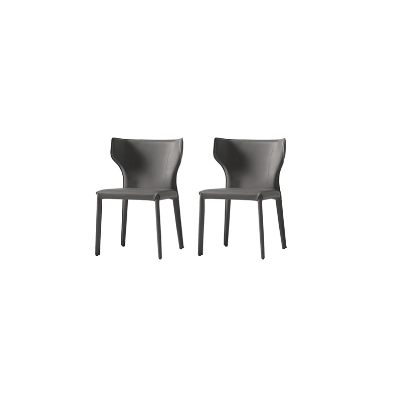 Mid-Century Modern Armless Side Chair Leather Basic Four Leg Side Chair Dark Gray 2 Piece Set Clearhalo 'Accent Chairs' 'accent_chairs' 'Chairs & Seating' 'furn' 'furn_accent_chairs' 'Furniture' 'Living Room Furniture' 5711202