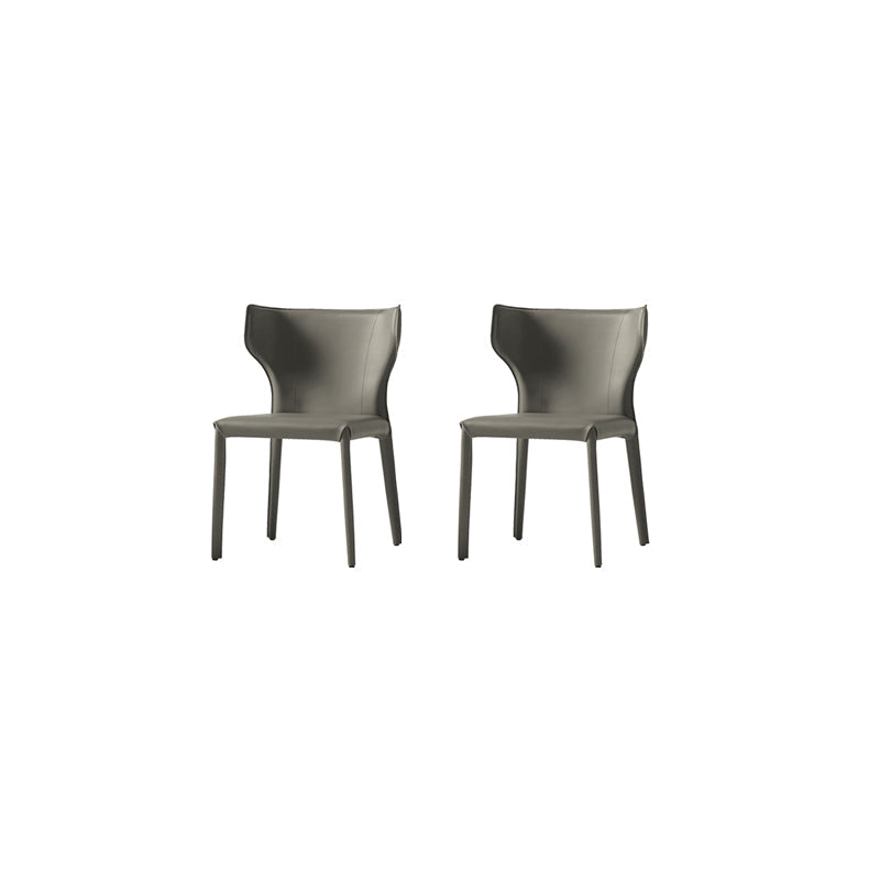 Mid-Century Modern Armless Side Chair Leather Basic Four Leg Side Chair Light Gray 2 Piece Set Clearhalo 'Accent Chairs' 'accent_chairs' 'Chairs & Seating' 'furn' 'furn_accent_chairs' 'Furniture' 'Living Room Furniture' 5711204