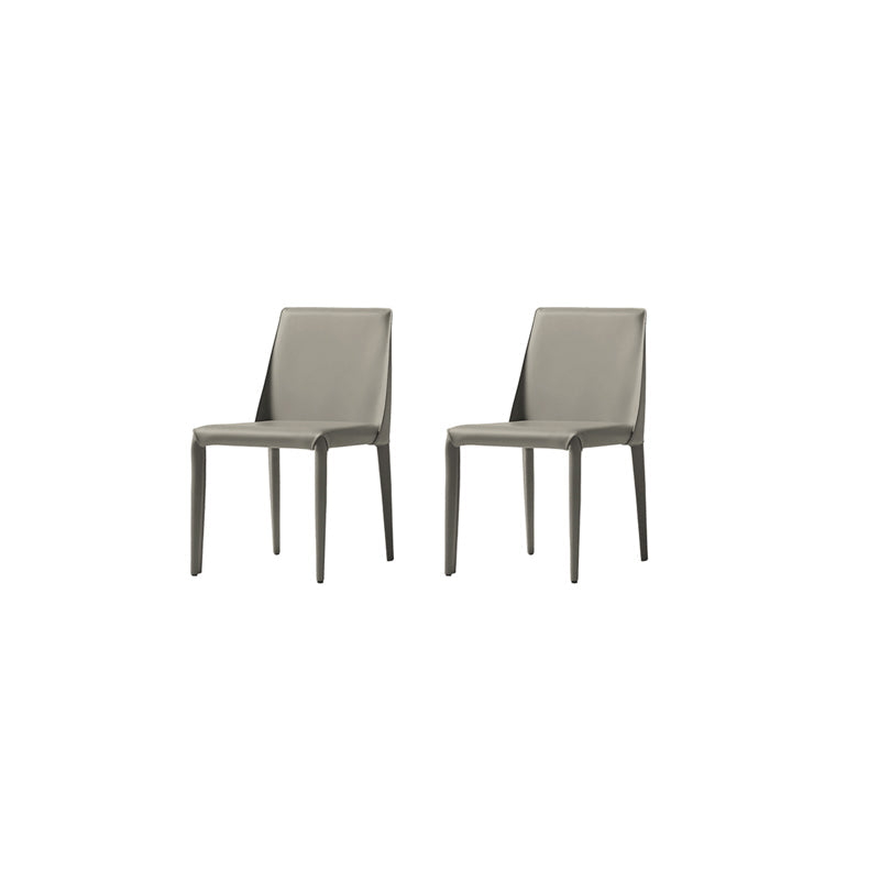 Mid-Century Modern Armless Side Chair Leather Basic Four Leg Side Chair Light Gray 2 Piece Set Clearhalo 'Accent Chairs' 'accent_chairs' 'Chairs & Seating' 'furn' 'furn_accent_chairs' 'Furniture' 'Living Room Furniture' 5711207