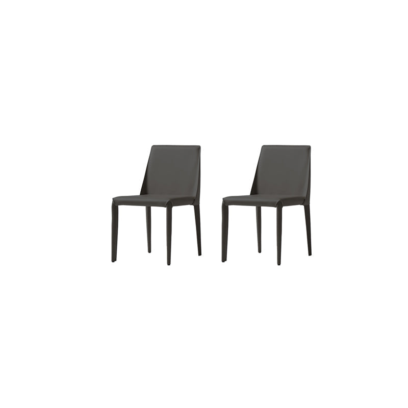 Mid-Century Modern Armless Side Chair Leather Basic Four Leg Side Chair Dark Gray 2 Piece Set Clearhalo 'Accent Chairs' 'accent_chairs' 'Chairs & Seating' 'furn' 'furn_accent_chairs' 'Furniture' 'Living Room Furniture' 5711208