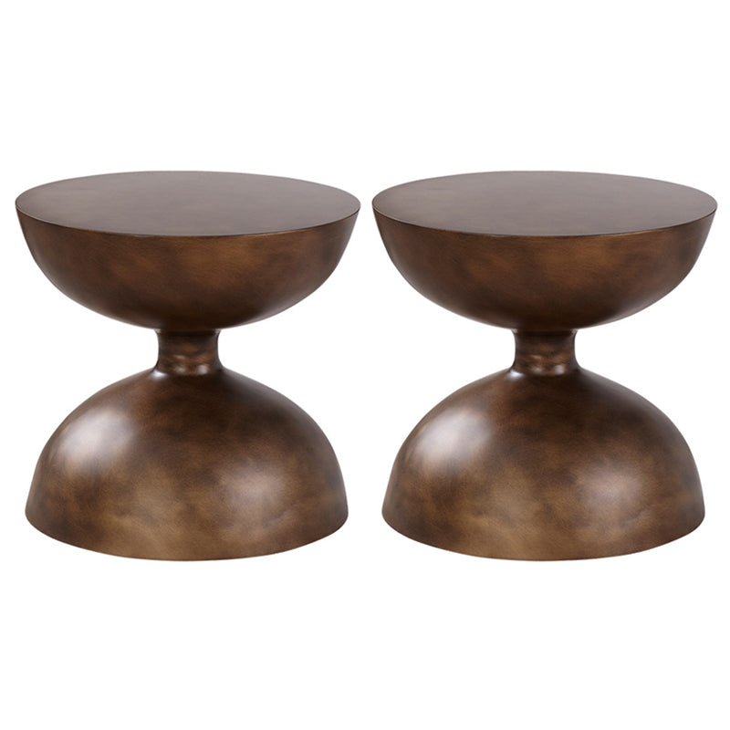 Round Old Solid Wood Table with Pedestal Base Design French Country Style Side Table Bronze 2 Clearhalo 'Coffee & Accent Tables' 'End & Side Tables' 'end_side_tables' 'furn' 'furn_end_side_tables' 'Furniture' 'Living Room Furniture' 5713372