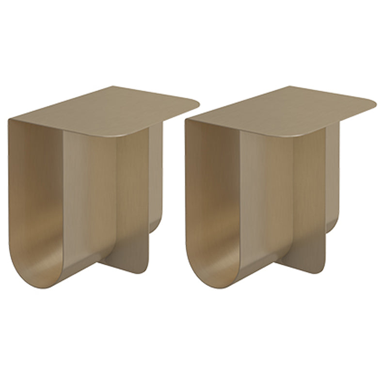 Mesa de metal rectangular de estilo moderno de mediados de siglo con mesa lateral base abstracta