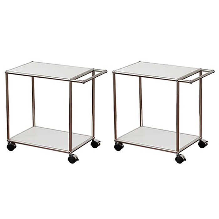 Medieval Modern Style Rectangular Metal/glass Table Wheel Base Side Table White 2 Clearhalo 'Coffee & Accent Tables' 'End & Side Tables' 'end_side_tables' 'furn' 'furn_end_side_tables' 'Furniture' 'Living Room Furniture' 5713483