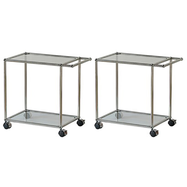 Medieval Modern Style Rectangular Metal/glass Table Wheel Base Side Table Clear 2 Clearhalo 'Coffee & Accent Tables' 'End & Side Tables' 'end_side_tables' 'furn' 'furn_end_side_tables' 'Furniture' 'Living Room Furniture' 5713487