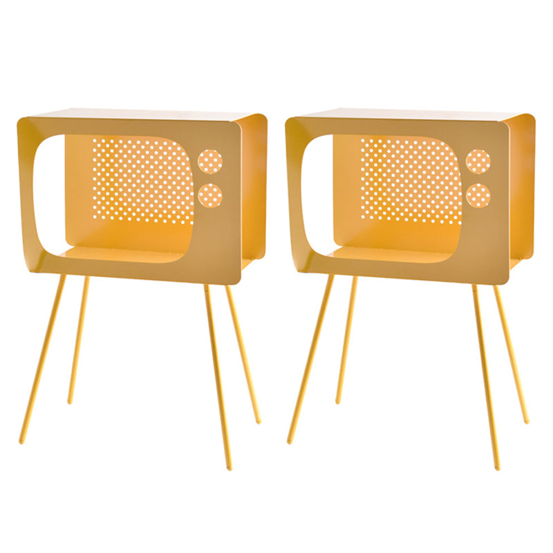 Medieval Modern Style Rectangular Metal Table Can Store 4 Legs Side Table