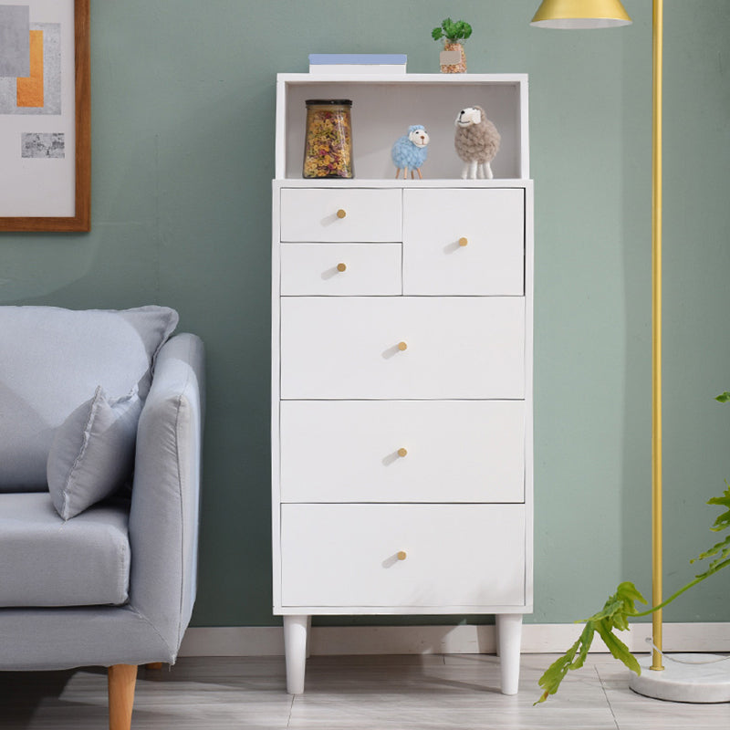 Coffre d'accentuation en bois massif avec des jambes droites de 15,74 "poitrine de large avec 6 tiroirs