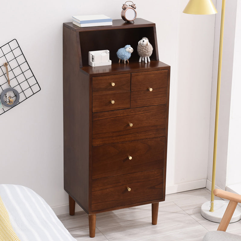 Coffre d'accentuation en bois massif avec des jambes droites de 15,74 "poitrine de large avec 6 tiroirs