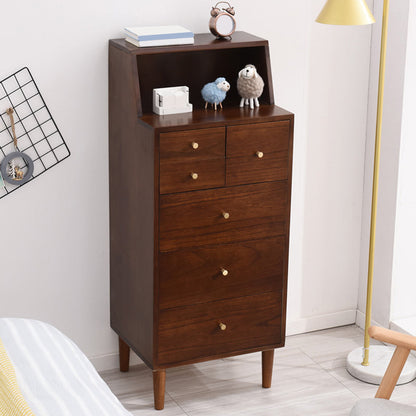 Coffre d'accentuation en bois massif avec des jambes droites de 15,74 "poitrine de large avec 6 tiroirs