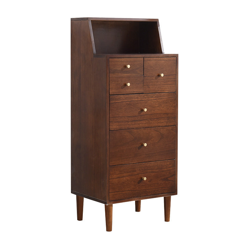 Coffre d'accentuation en bois massif avec des jambes droites de 15,74 "poitrine de large avec 6 tiroirs