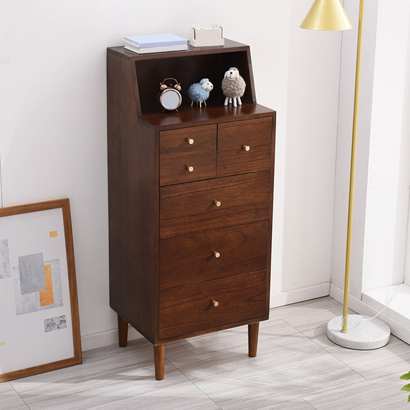 Coffre d'accentuation en bois massif avec des jambes droites de 15,74 "poitrine de large avec 6 tiroirs