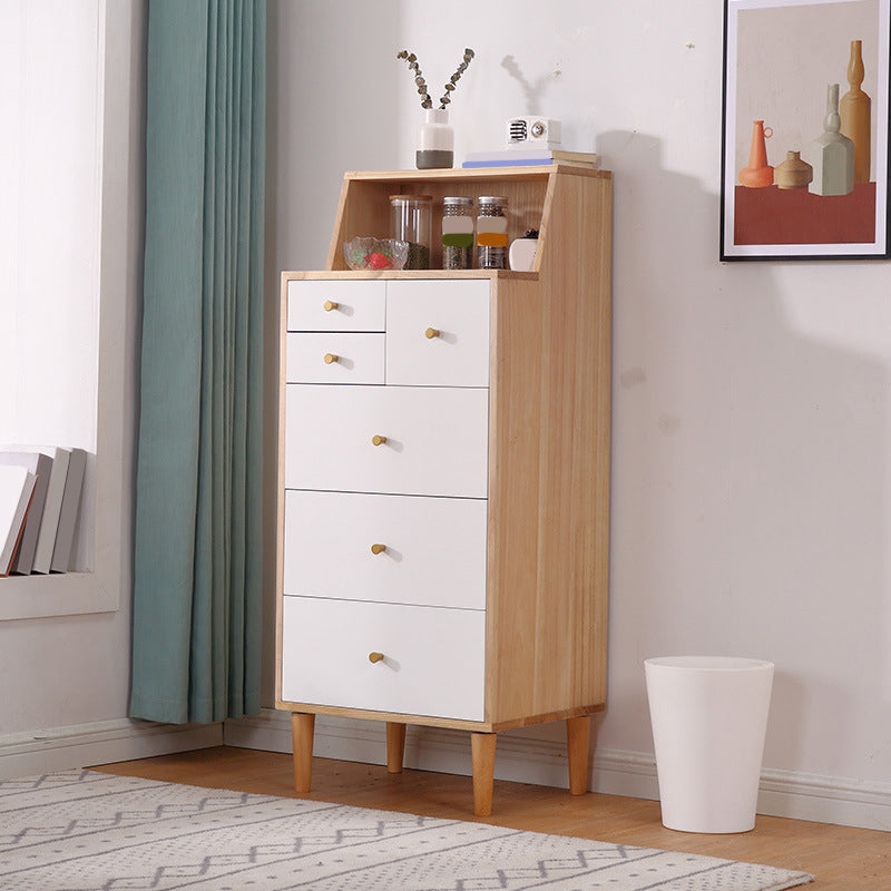 Coffre d'accentuation en bois massif avec des jambes droites de 15,74 "poitrine de large avec 6 tiroirs