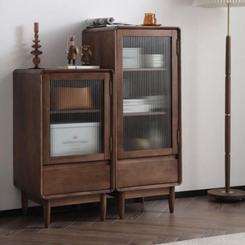 Modern Accent Cabinet with Solid Wood Straight Legs Chest with 1 Drawer and 1 Door