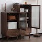 Modern Accent Cabinet with Solid Wood Straight Legs Chest with 1 Drawer and 1 Door