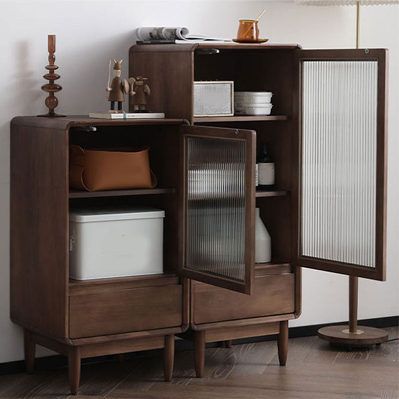 Modern Accent Cabinet with Solid Wood Straight Legs Chest with 1 Drawer and 1 Door