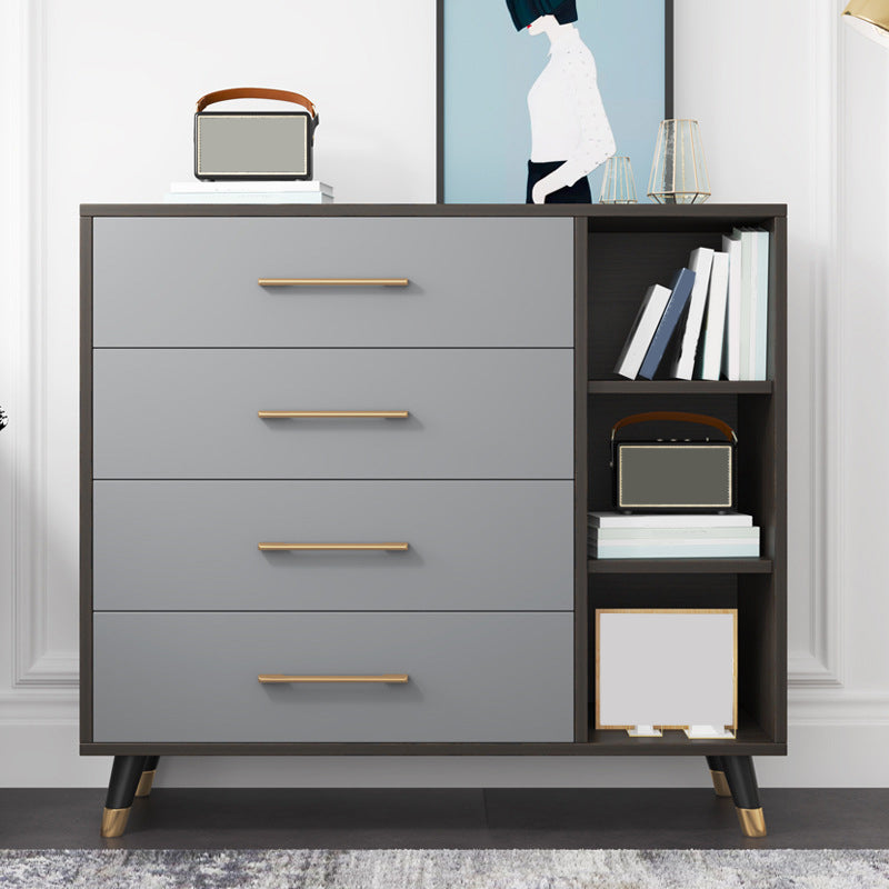 15.74" W Gray Accent Chest with Solid Wood Straight Legs Chest with Drawers