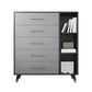 15.74" W Gray Accent Chest with Solid Wood Straight Legs Chest with Drawers